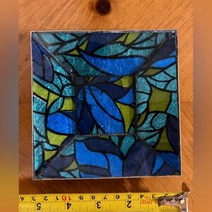 Vintage MCM Glass Guild George's Briard Blue and Green Mosaic